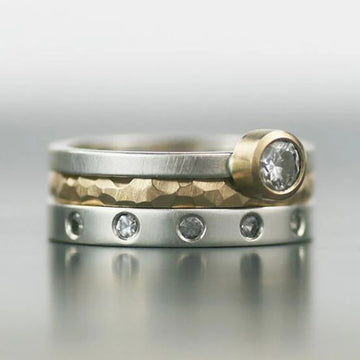 Three Piece Two Tone Stacking Ring Set Metal Jewelry Design