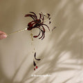 Red Or Blue Spider Lily Hair Stick With Long Petal Chain Tassels view 3