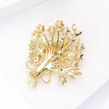 Crystal Flower Bouquet Brooch in Gold or Silver Tone view 4