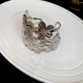 Metal Flower Open Arm Cuff Bangles Gold Silver 3 Styles view 6