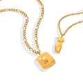 Body Figure Pendant Necklace Square Relief Gold Or Steel view 5