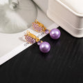 Purple Wing and Pearl Look Ball Statement Stud Earrings view 2