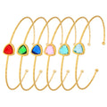 Gold Open Cuff Bangle Triangle Faceted Glass Stone view 5