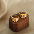 Patchwork Enamel C Hoop Earrings Gold and Steel Tone view 3