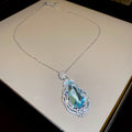 Blue Teardrop Crystal Pearl Earrings Ring Necklace Pieces view 8