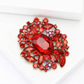 Oval Glass Crystal Cluster Brooch with Layered Jewel Halo view 3