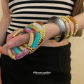 Twisted Rope Acrylic Gold Stretch Bracelets 4 Colors view 3