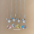 Playful Dog and Crystal Flower Pendant Necklaces Fashion Jewelry view 1