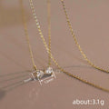 Gold Tone Double Heart Bow Clear Stone Pendant Necklace view 4