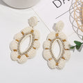 Bohemian Beaded Flower Drop Earrings With Rhinestone Trim view 4