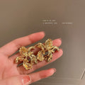 Mixed Gold Tone Floral Stud and Drop Earrings Fashion Jewelry Accessories view 1