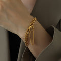 Thick Cuban Curb Chain Bracelet Clasp Tassel Gold Steel view 7