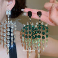 Crystal Chandelier Stud Earrings in Emerald Green or Clear view 1