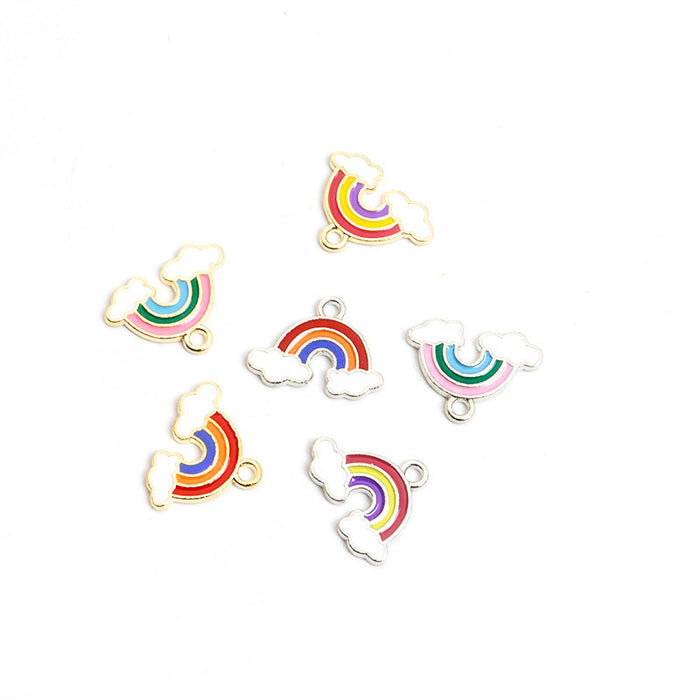 Enamel-Look Rainbow Alloy Charms in 6 Styles for Jewelry Crafts