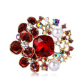 Crystal and Pearl Double Flower Brooch in Four Colors view 5