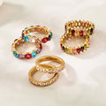 Gold Tone Multicolor Eternity Band Rings Three Designs view 2