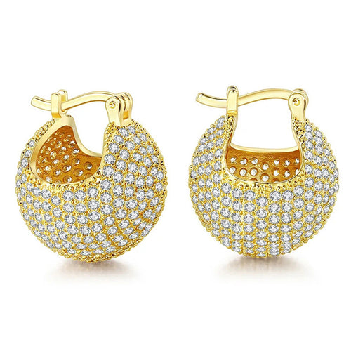 Pave Crystal Rounded Hoop Earrings printed size and weight diagram