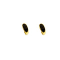 Gold Mini Hoop Stud Earrings Black White Oval Enamel Inlay view 5