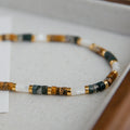 Coffee Green White Gold Heishi Disc Bead Choker Necklace view 4