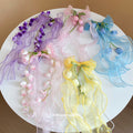 Organza Flower Bow Duckbill Hair Clips Pearl Streams view 1