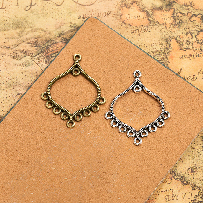 37x30mm Hollow Alloy Multi-Hole Earring Connector Pendant