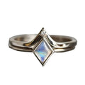Silver Tone Rhombus Moonstone Look Stacking Ring Set Sizes 6-10 view 4