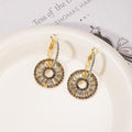 Crystal Look Open Round Medallion Huggie Dangle Earrings view 7