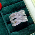 Crossed Multi-Rail Baguette Extra-Wide Ring In Silver Tone view 2