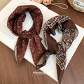 Brown Paisley Print Scarf Necklace with Tapered Fabric Ends view 2