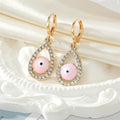 Gold Tone Crystal Teardrop Evil Eye Necklace and Earring Options view 9