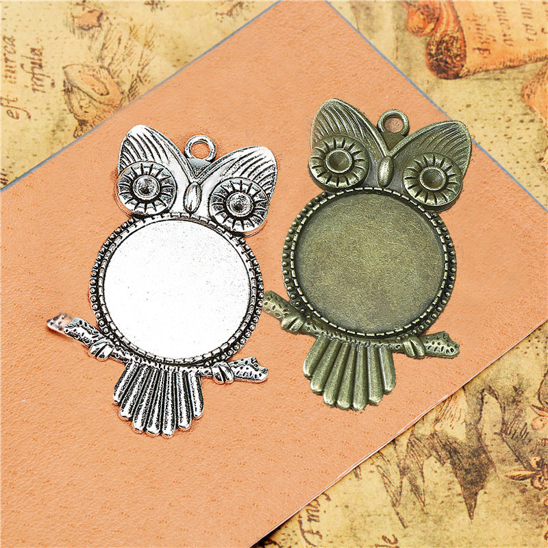 25mm Vintage Owl Cabochon Tray Keychain Pendant Base