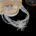 White Multi Strand Bead Necklace With Crystal Starburst view 6