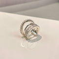 Silver Tone Layered Crystal Ear Cuff with Curved Bands view 6