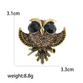 Vintage Owl Brooch with Faceted Eyes in Silver and Bronze Tones view 5