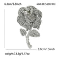 Crystal Rose Stem Brooch with Green Leaves Decorative Metal Pin view 5