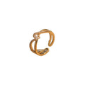 Gold Cross Open Ring Pearl and Pave Crystal Accents view 5