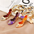Jeweled Heart Accent Pump Keychains in Pink, White and Purple view 2