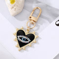 Gold Tone Pearl Crystal and Enamel Heart Clip Keychains view 8
