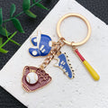 Blue Black Red and Silver Baseball Gear Keychains with Metal Hardware view 3