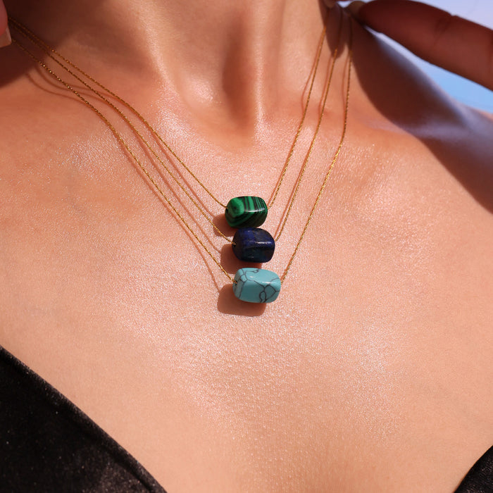Stone Bead Pendant Necklaces Lapis Malachite Turquoise