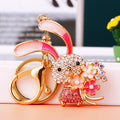 Jeweled Flower Rabbit Keychains in Four Colors with Three Pictured Loop Styles view 9