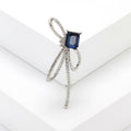 Rhinestone Bow Brooch Gold Multicolor or Silver Navy Stone view 6