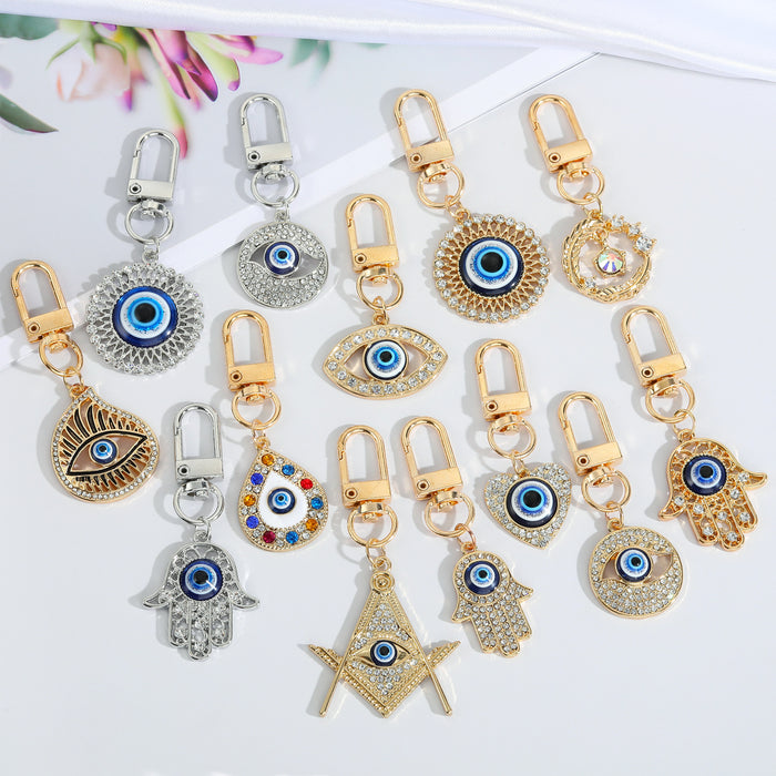 Crystal Evil Eye Clip Keychains in Twenty-Two Designs and One Set