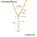 Teardrop Seashell Pendant Necklace On Beaded Cable Chain view 6