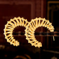 Woven C-Shape Hoop Earrings Gold Silver Copper Plated Pair view 2