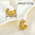 Gold Beaded Texture Mini C-Shape Stud Hoop Earrings view 4