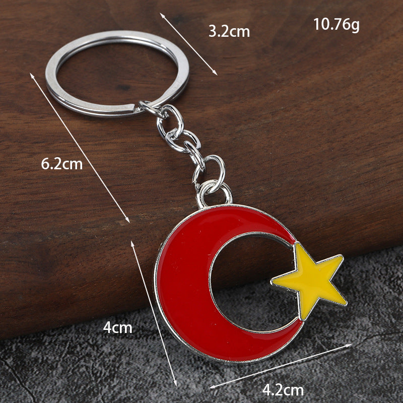 Star and Moon Enamel Keychain Metal Bag Charm for Car Keys