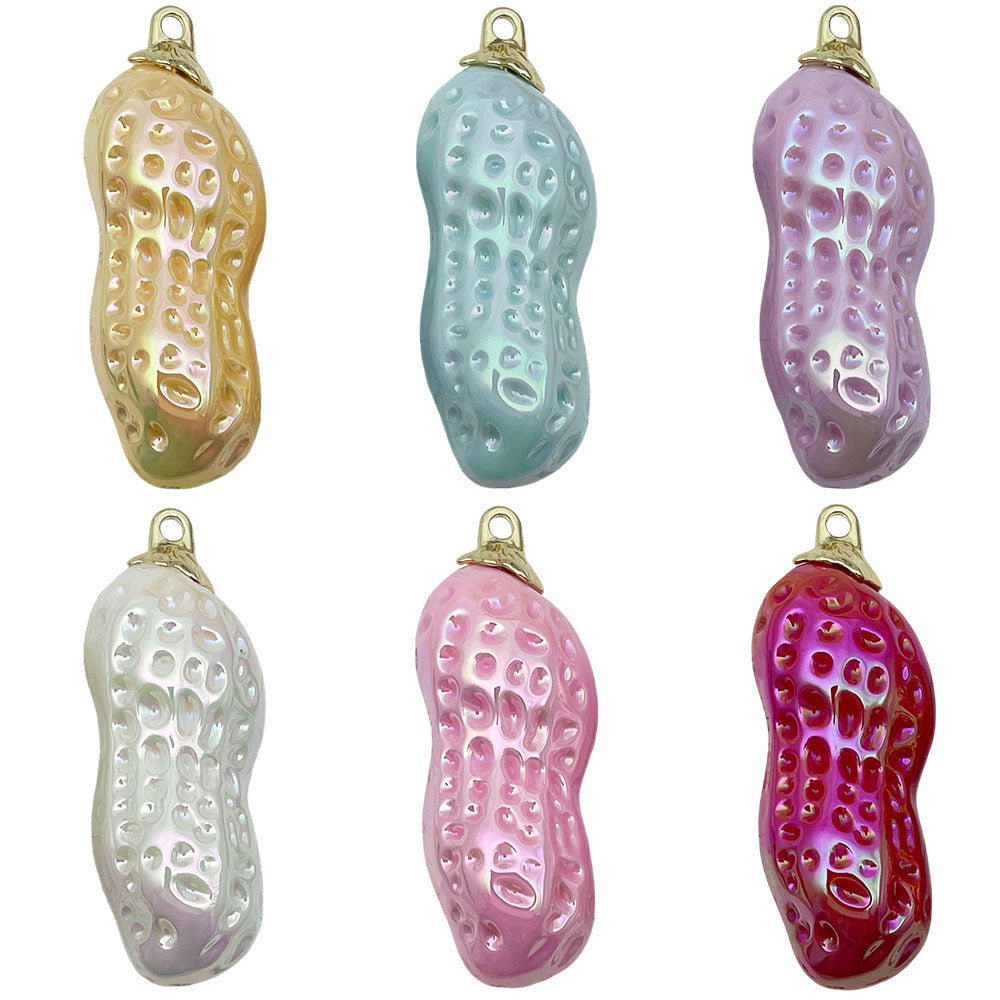 UV Plated Acrylic 3D Peanut Charm Pendant for DIY Keychain Necklace Bracelet Jewelry Making