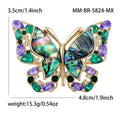 Abalone Shell Butterfly Brooch With Green and Purple Crystals view 5