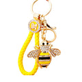 Striped Crystal Bee Keychains in Yellow and Multicolor with Braided Loops view 5